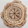 Compass Rune Natural Wood Burned Altar Tile4